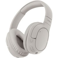 Belkin wireless headband headphones, light gray, cushioned ear cups, built-in controls, for calls and music.