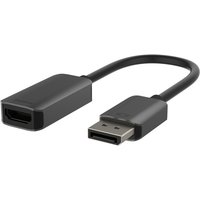 Black Belkin DisplayPort to HDMI adapter cable, 0.22 m length, with rectangular connectors.