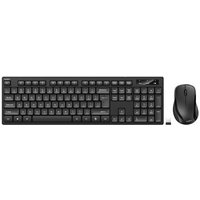 Black Belkin wireless keyboard with numeric keypad and matching mouse, USB receiver included.