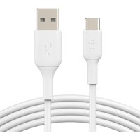 White Belkin BoostCharge USB cable, 1m length, featuring USB A to USB C connectors.