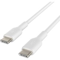 White Belkin USB-C cable, 1 meter, with sleek connectors and durable design.