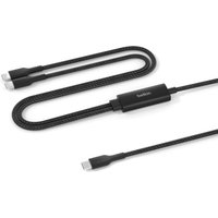 Black Belkin USB 2.0 cable, 1.5m length, dual USB-C connectors, braided design with Belkin logo on connector housing.