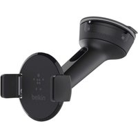 Black Belkin smartphone holder with adjustable grip and suction cup base.