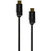 Black Belkin High Speed HDMI cable, 2m, with gold-plated HDMI Type A connectors and branded casing.