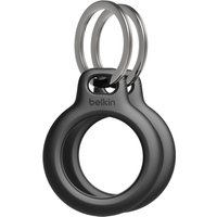 Black Belkin GPS tracker accessory with circular design and dual keyrings.
