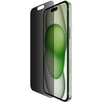 Belkin SFA108ec privacy screen protector for Apple device, black tint, cutout for camera, sleek design.