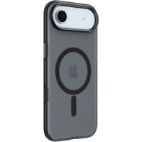 Black Belkin SheerForce phone case with MagSafe ring, textured sides, and precise cutouts for camera and buttons.