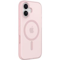 Pink Belkin SheerForce phone case with MagSafe compatibility, transparent back, and precise camera cutouts.