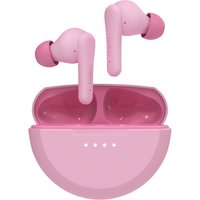 Pink Belkin SoundForm Nano 2 wireless in-ear headphones with charging case, Bluetooth, and Micro-USB port.