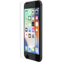 Clear Belkin Verizon ScreenForce Pro screen protector on black iPhone, showing colorful app icons on the display.