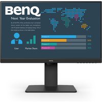 BenQ BL2786TC 27" Full HD monitor with thin bezels, black stand, displaying colorful graphs and text on screen.