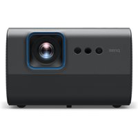 Black BenQ GP520 projector with blue-accented lens, three buttons, and sleek rectangular design.