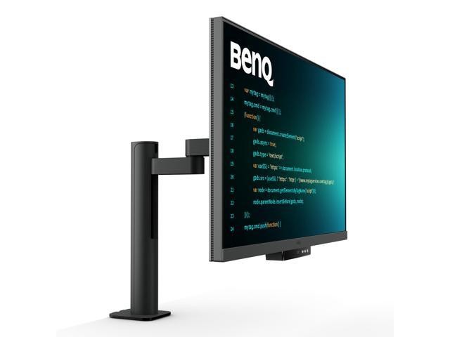 BenQ RD320UA 31.5" 4K Ultra HD LED monitor in black, featuring a sleek design with a sturdy adjustable stand and a vibrant display showcasing code on the screen.