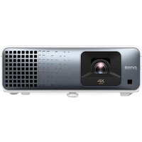 Benq TK710STi projector with sleek gray front, lens on right, and ventilation grid on left.