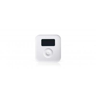 White Biamp Tesira TEC-1s control panel featuring a central circular volume knob and a small digital display at the top, designed for audio control in professional settings.