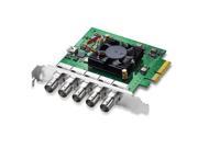 Blackmagic Design Decklink Duo 2 features a green circuit board with a central fan, four BNC connectors, and a PCIe connector for video capture and playback.
