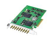 Blackmagic Design DeckLink Quad 2 is a green circuit board with multiple ports, featuring eight BNC connectors for video input/output, and a sleek, low-profile design.
