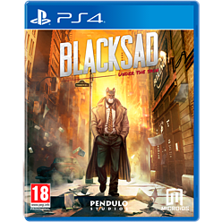 Limited edition PS4 game "Blacksad: Under the Skin" featuring a stylized anthropomorphic cat detective in a trench coat, set against a gritty urban backdrop.
