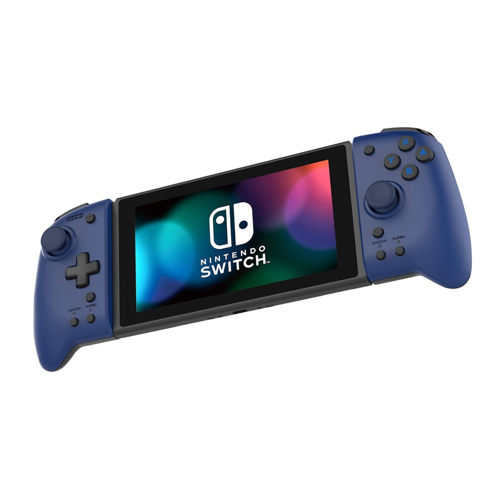 Blue Split Pad Pro for Nintendo Switch featuring a textured grip, large buttons, and analog sticks, designed for enhanced comfort during gameplay.
