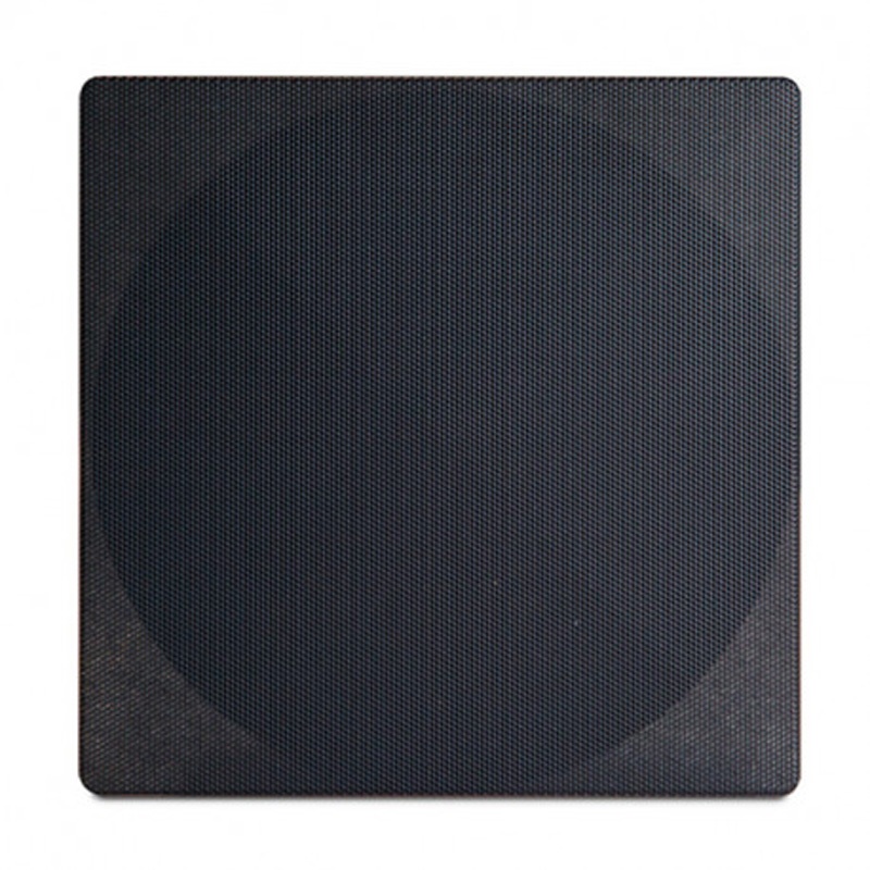 Square black metal grill with a textured surface, designed for speaker installation, sold in a pack of 10 by Bluesound Professional.