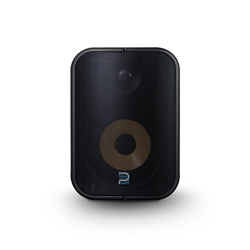 Bluesound Professional BSP500 PoE network streaming speaker in white, featuring a sleek design, rounded edges, and a prominent circular speaker grille.