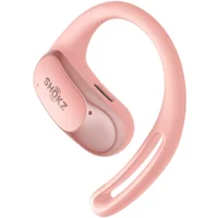 Pink Shokz OPENFIT AIR Bluetooth headphones with open-ear design and sleek ear hook.