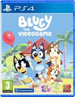 Bluey: the Videogame for PlayStation 4 features colorful cartoon characters on the cover, with a vibrant blue background and playful elements like balloons and a house.