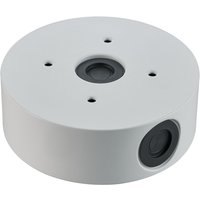 Round white Bosch conduit box, 148mm, with multiple mounting holes and side cable entry.