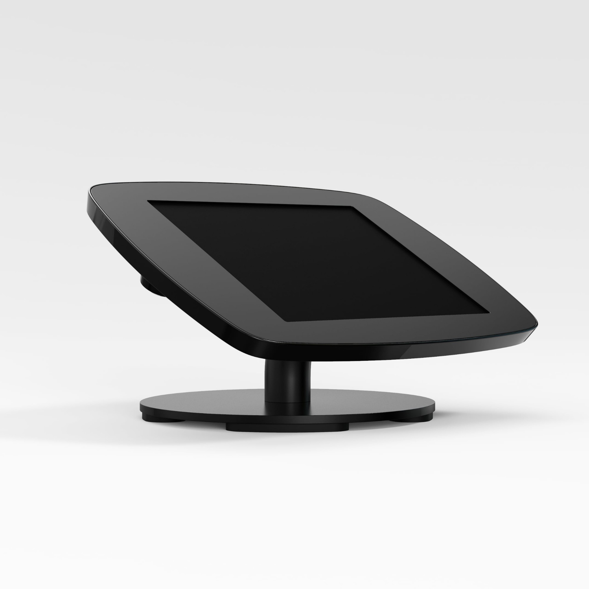 Black Bouncepad Counter designed for Apple iPad 7th Gen 10.2 (2019), featuring a sleek, angled display on a sturdy circular base, ideal for secure tablet use.