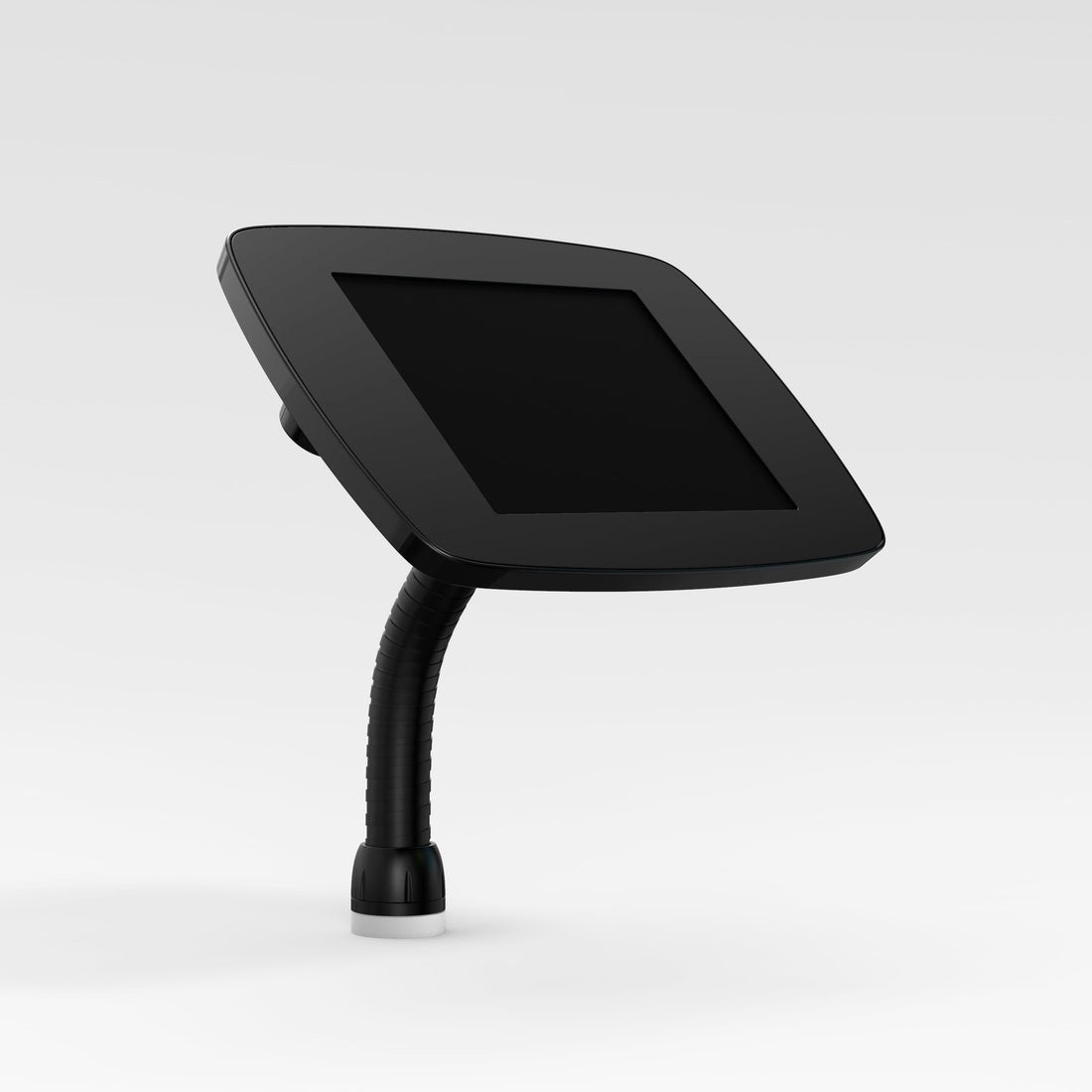 Black Bouncepad Flex for Apple iPad Mini 6th Gen features a flexible neck and an exposed front camera for easy access and interaction.