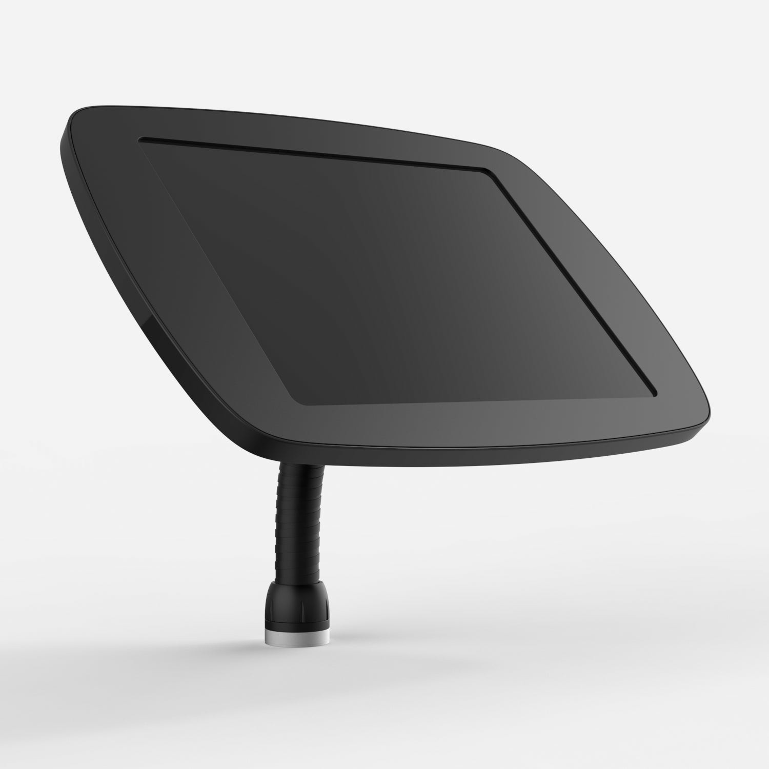 Black Bouncepad Flex with an exposed front camera and home button, featuring a sleek design and flexible neck for adjustable positioning.