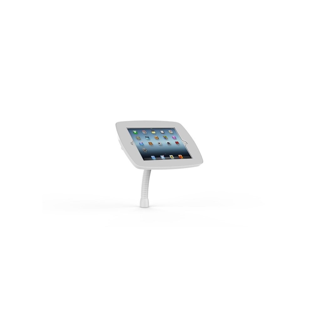 White Bouncepad Flex stand for Microsoft Surface Go 10.0 (2018) featuring a flexible neck and a sleek, modern design, securely holding the tablet in an upright position.