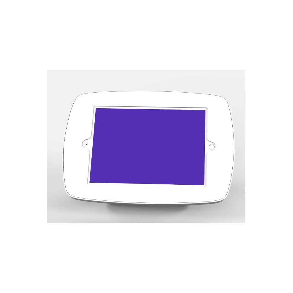White Bouncepad Flip stand for Apple iPad 6th Gen 9.7 (2018) with a sleek design, featuring an exposed front and a vibrant purple screen display.