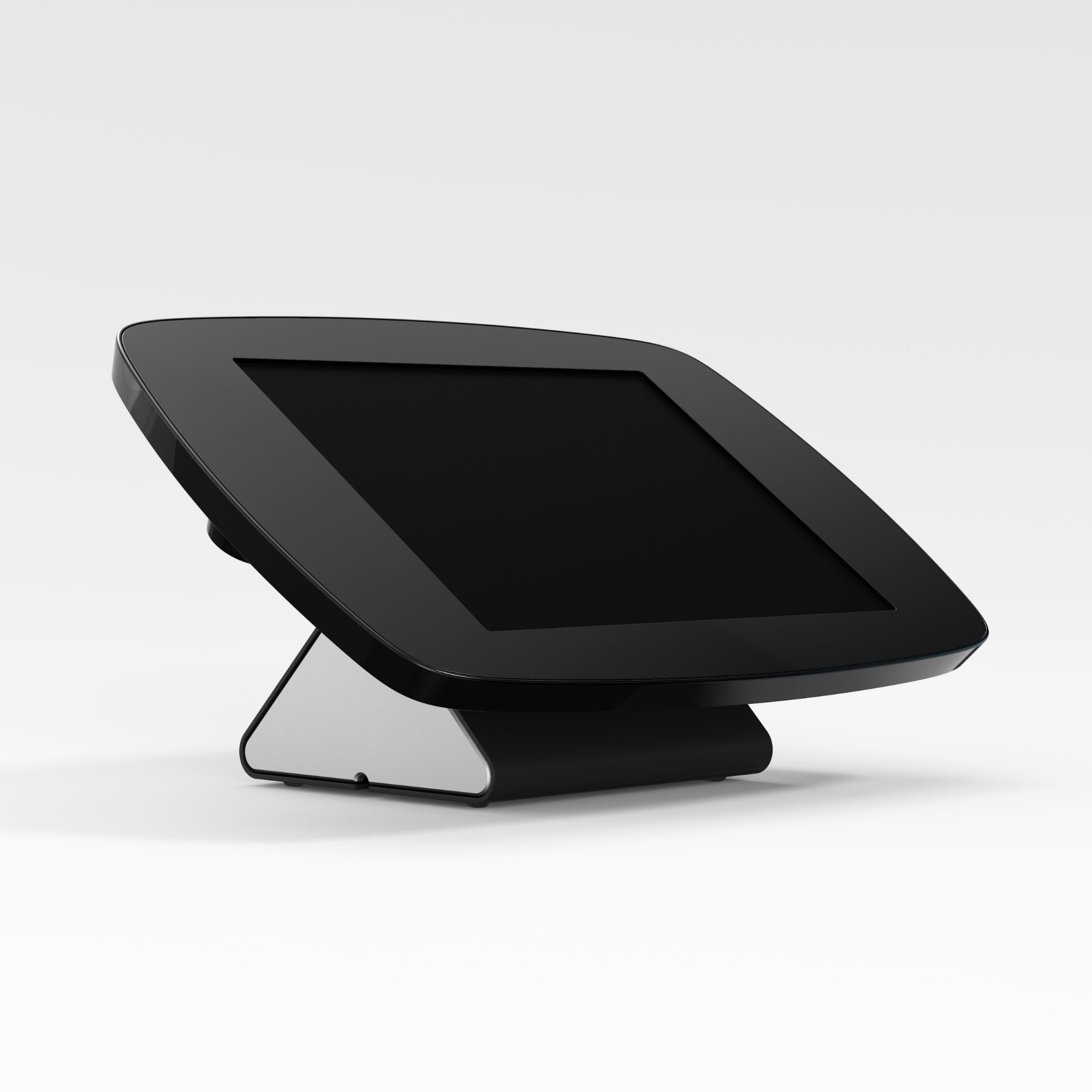 Black Bouncepad Flip stand designed for Apple iPad 7th Gen 10.2 (2019), featuring a sleek, angled design with an exposed front for easy access to the screen.