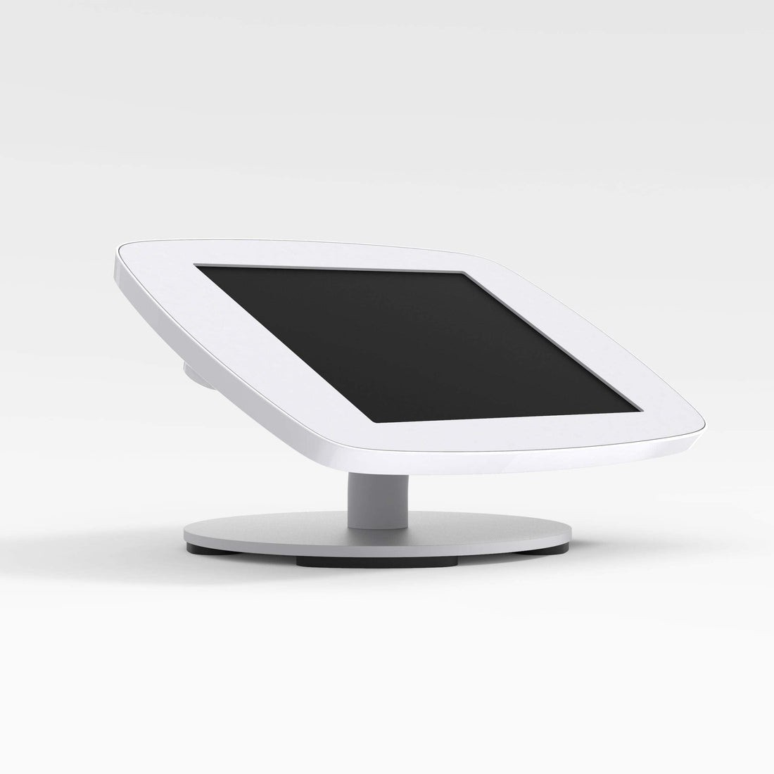White Bouncepad Original Counter designed for Apple iPad 10th Gen 10.9 (2022), featuring a sleek, angled display on a sturdy circular base.