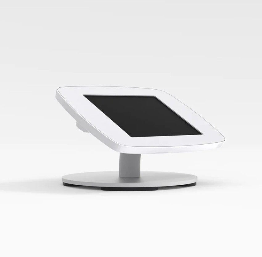 White Bouncepad Original Counter with a sleek design, featuring an exposed front camera and home button, mounted on a sturdy circular base.