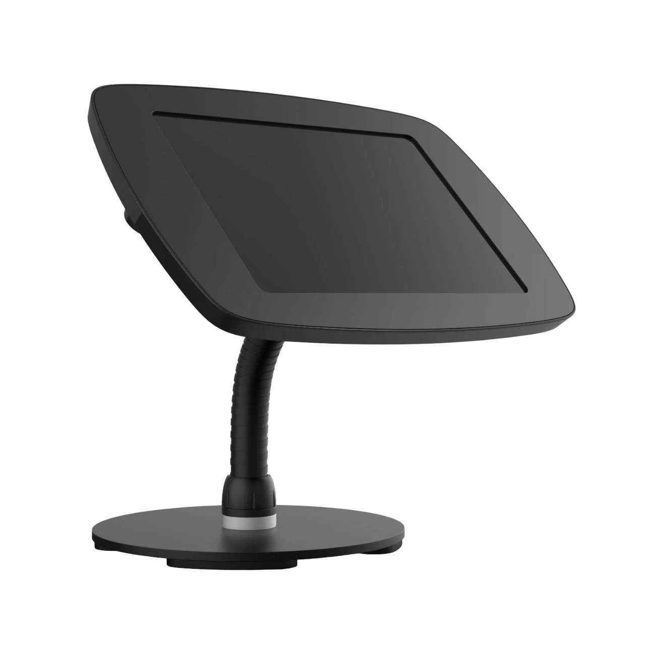 Black Bouncepad Original Counter Flex with a covered front camera and home button, featuring a flexible neck and a sturdy circular base for secure positioning.