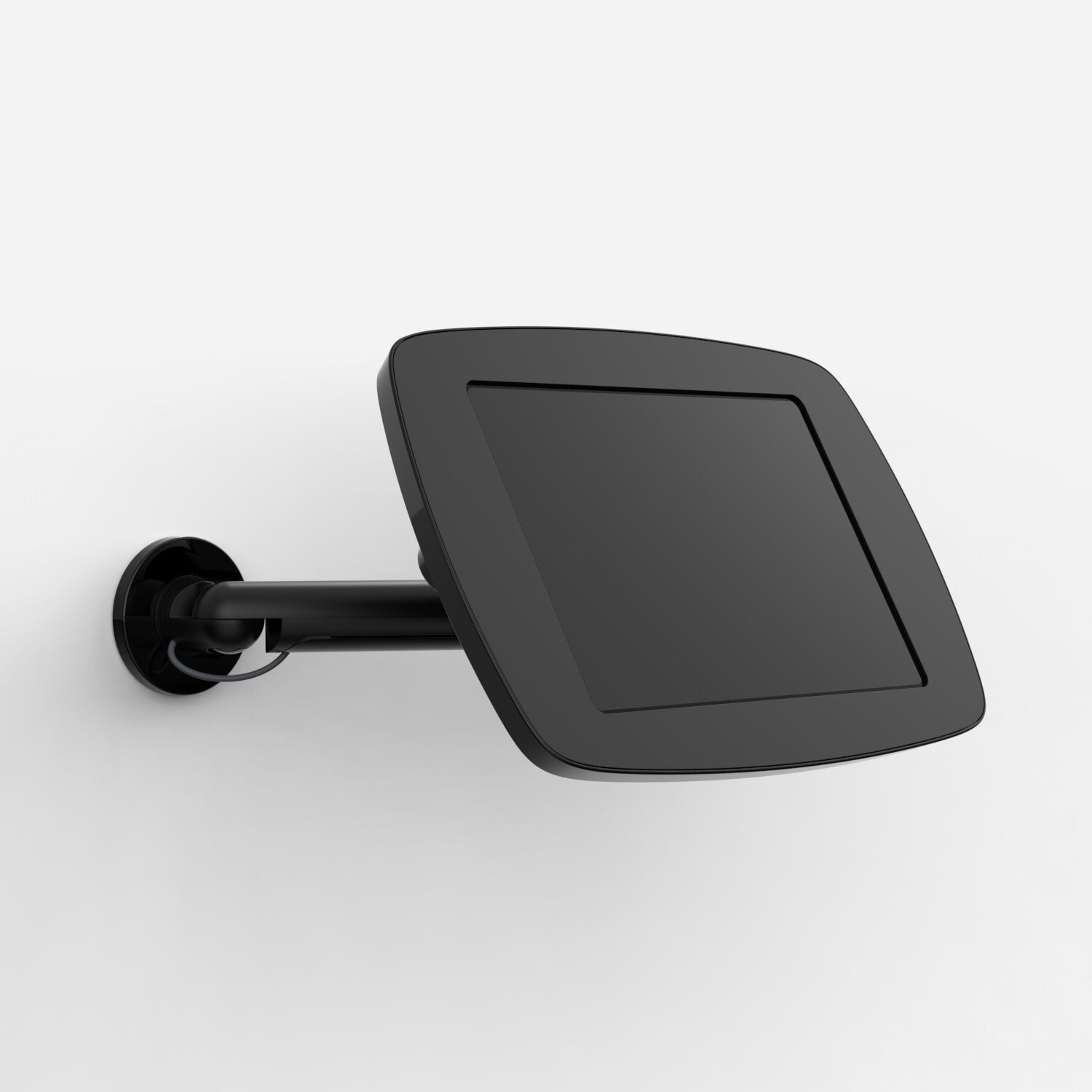 Black Bouncepad Original Reach tablet mount for Samsung Galaxy Tab A 10.1 (2019), featuring a sleek design with a sturdy arm for wall installation.
