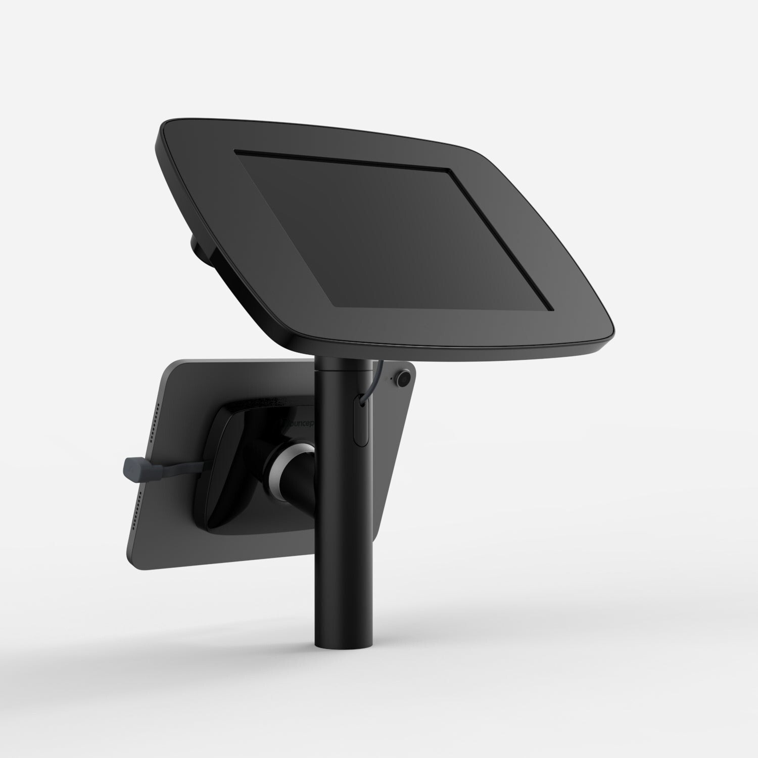 Black Bouncepad Original Twin stand for Apple iPad Mini 4/5, featuring a sleek design, adjustable viewing angle, and a secure mount for easy access and use.