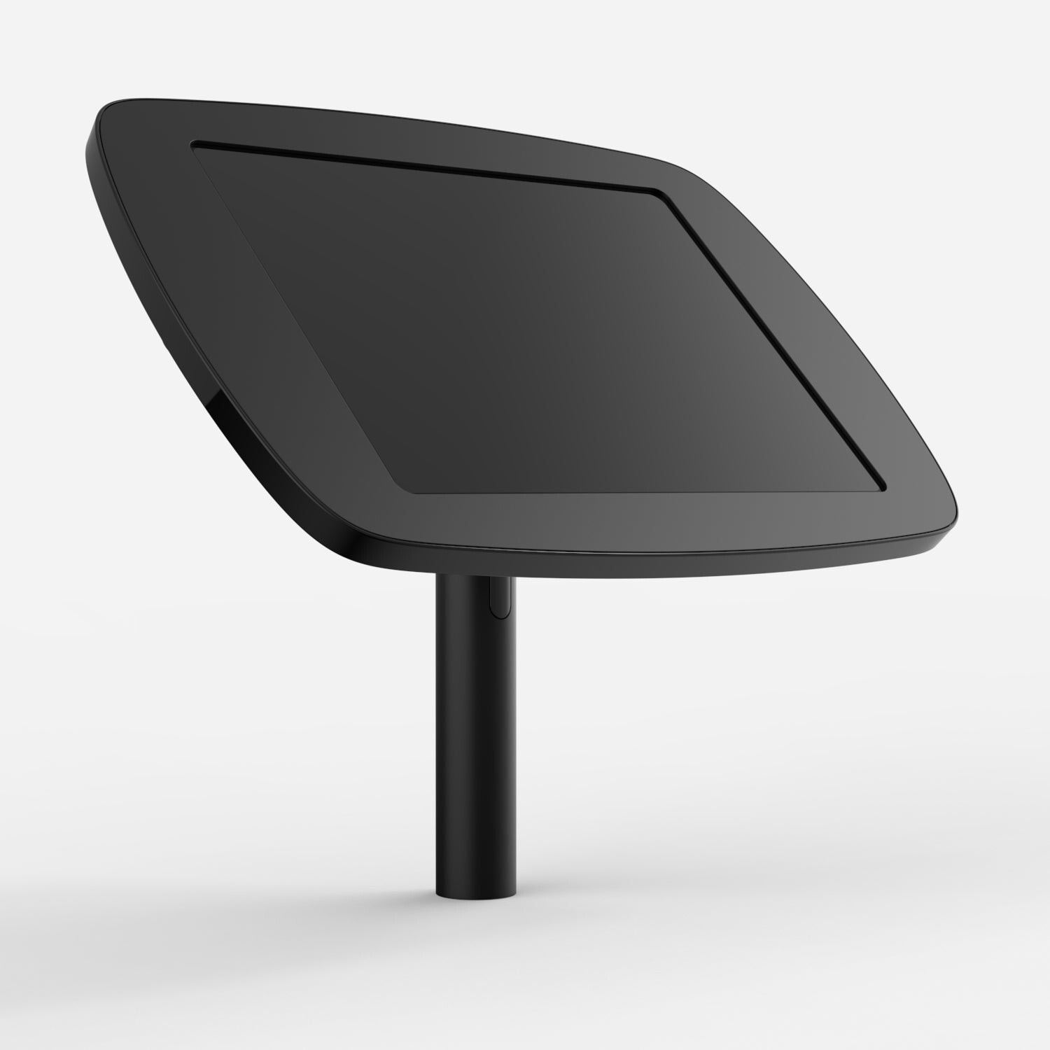 Black Bouncepad Original Twist stand for Apple iPad Air 1st Gen, featuring a sleek design with a curved screen and a sturdy pole for secure placement.
