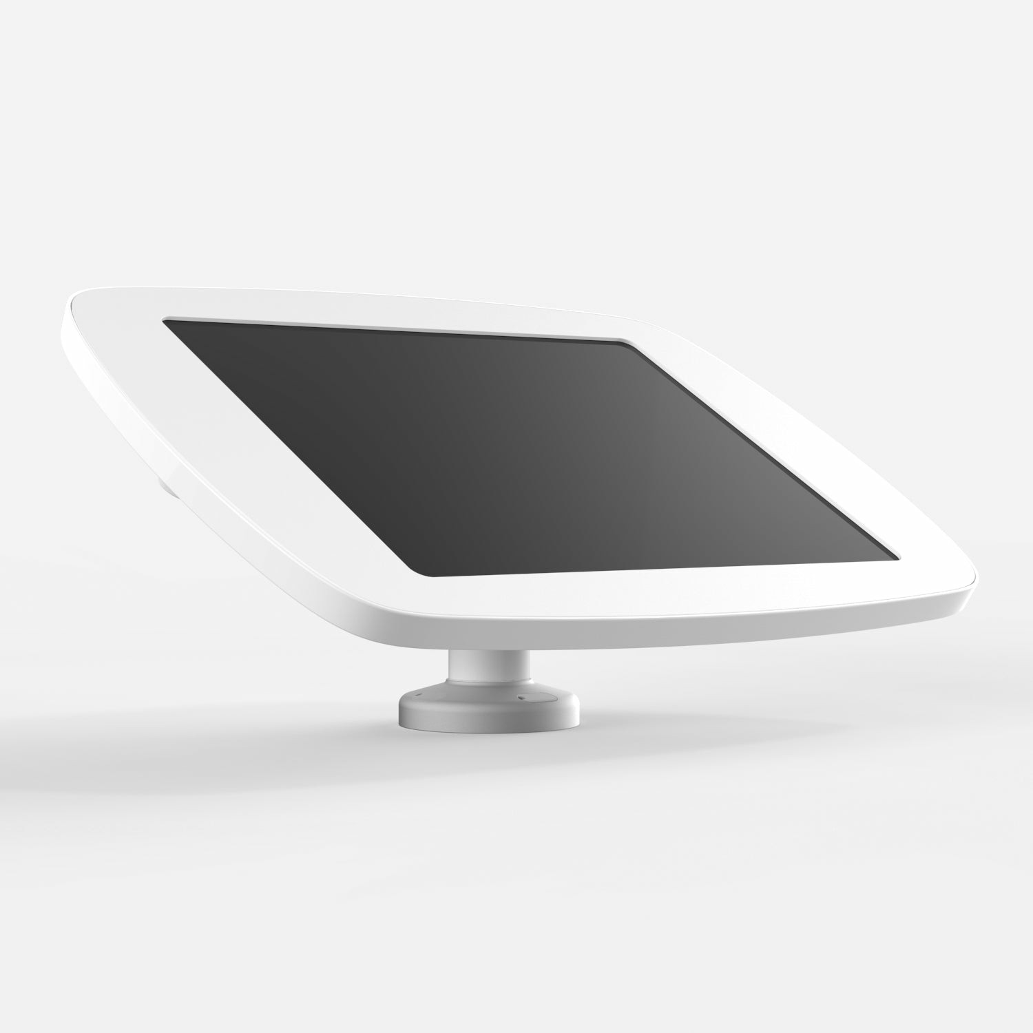 White Bouncepad Swivel Desk with an exposed front camera and home button, featuring a sleek design and adjustable angle for optimal viewing.