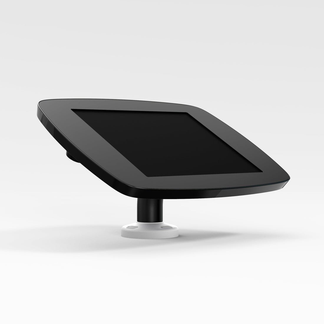 Black Bouncepad Swivel Desk for Samsung Galaxy Tab A8 (2021) features a sleek design with a smooth surface and a sturdy base for secure positioning.