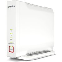 White FRITZ!Box 4060 router with vertical design, LED indicators, and red-accented power button on the front panel.