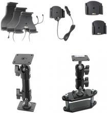 Black active holder for portable scanners, featuring multiple adjustable mounts, a sturdy base, and a charging cable, designed for secure and convenient device placement.
