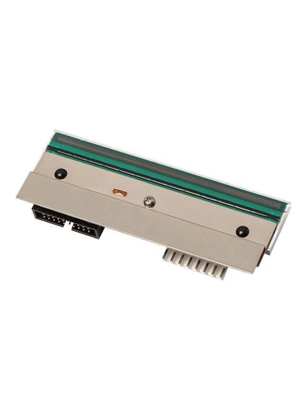 Brother BPAHA2M004 thermal print head in silver metal with a green print area, featuring two connector ports and a small orange indicator light.