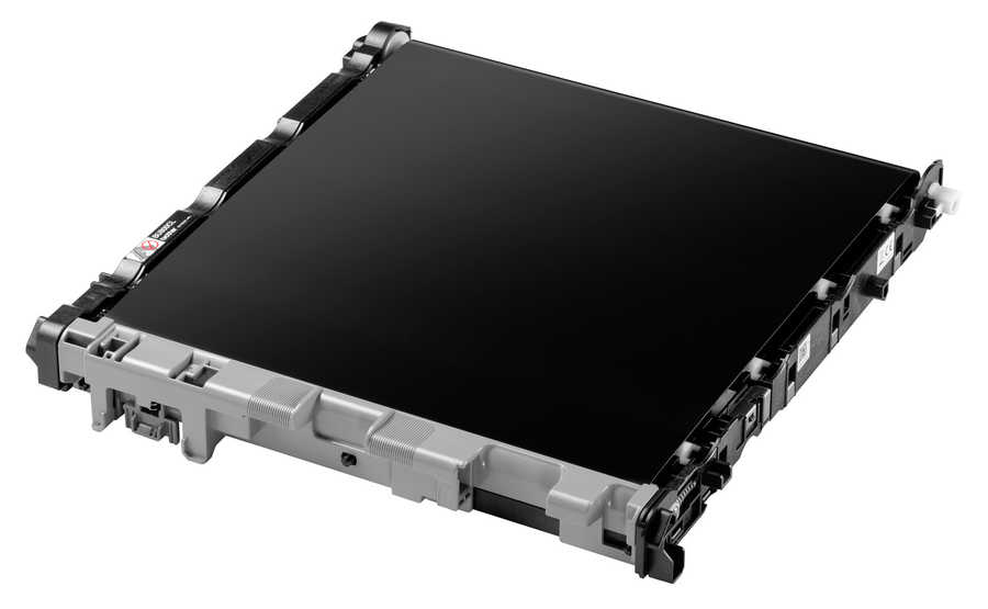 Black belt unit with a sturdy gray plastic frame, featuring connector ports and a smooth surface, designed for Brother printers.