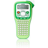 Green Brother GL-H105 label printer with LCD screen, QWERTY keyboard, and navigation buttons.