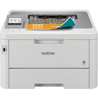 White Brother HL-L8240CDW laser printer with LCD screen, paper tray, and Wi-Fi connectivity.