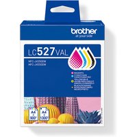 Brother LC-527VAL ink cartridge multi pack with black, cyan, magenta, yellow, 1200 and 3x900 page yield, blue box.
