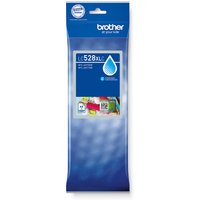 Brother LC-528XLC cyan ink cartridge in blue packaging, ultra high-capacity, 10K pages yield.